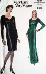 7891 VOGUE EASY FIT STRAIGHT LONG SLEEVE DRESS LENGTHS PATTERN 12-16